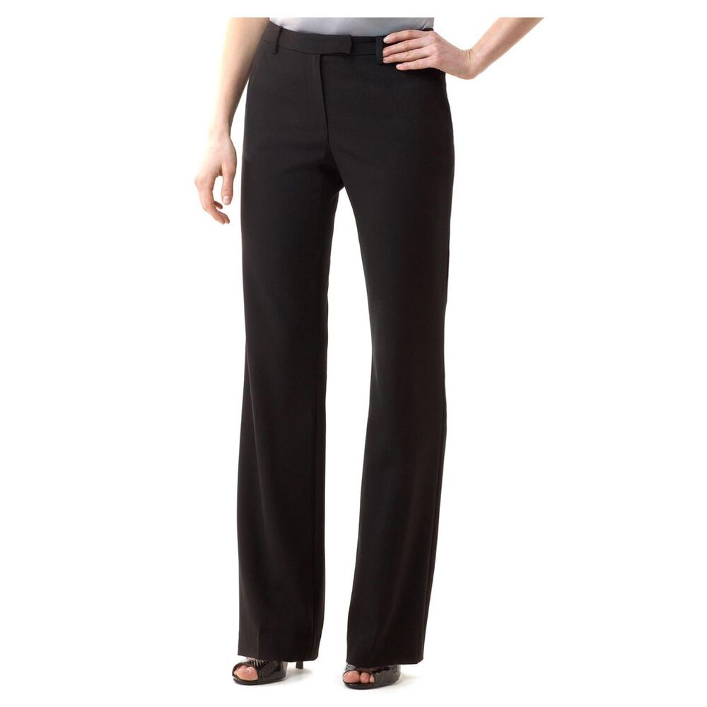 NWT Calvin Klein Madison Straight Leg Trouser Dress Pants Black Women's Size 4
